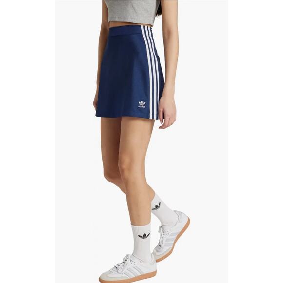 NEW ADIDAS ORIGINALS Adicolor 3-Stripe Mini Skirt Size XL Night Indigo Blue - Picture 4 of 7